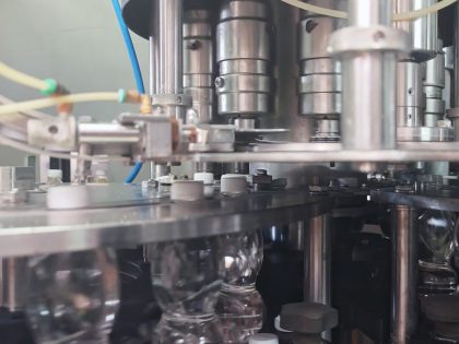 PET bottling line for still and sparkling water, up to 13,000 bottles/hour. Complete with SIPA blow molding machine, AROL filler and capper.